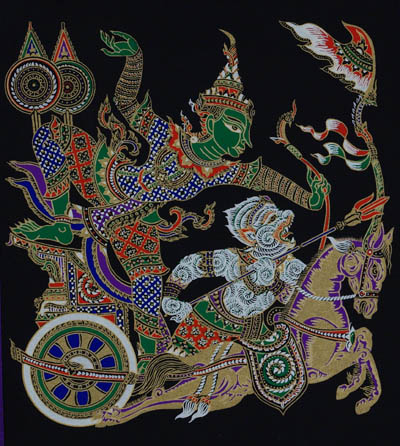 serigraphie du cambodge ramayana rama sur son char